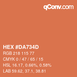 Color code: HEX #DA734D | qconv.com