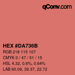 Color code: HEX #DA736B | qconv.com
