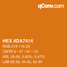 カラーコード: HEX #DA7414 | qconv.com