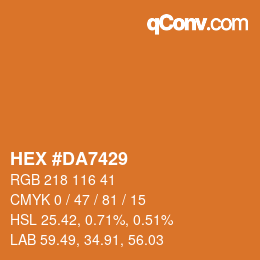 Color code: HEX #DA7429 | qconv.com