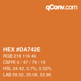 Color code: HEX #DA742E | qconv.com