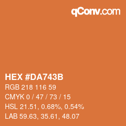 Color code: HEX #DA743B | qconv.com
