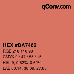 Color code: HEX #DA7462 | qconv.com