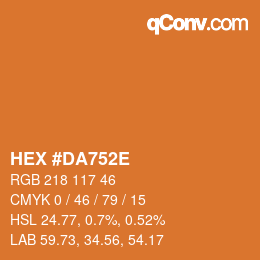 Color code: HEX #DA752E | qconv.com