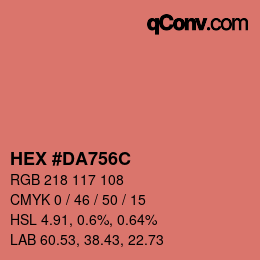 Color code: HEX #DA756C | qconv.com