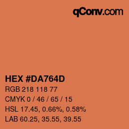 カラーコード: HEX #DA764D | qconv.com