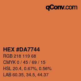 颜色代码: HEX #DA7744 | qconv.com