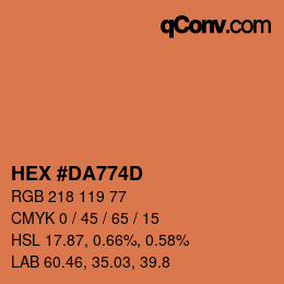 Color code: HEX #DA774D | qconv.com