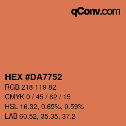 Color code: HEX #DA7752 | qconv.com
