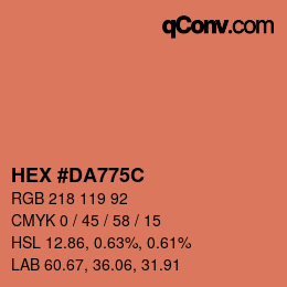 カラーコード: HEX #DA775C | qconv.com