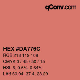 Color code: HEX #DA776C | qconv.com