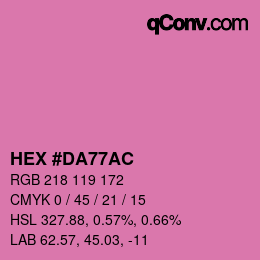 颜色代码: HEX #DA77AC | qconv.com