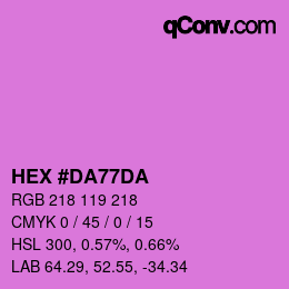 Color code: HEX #DA77DA | qconv.com