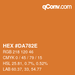 Color code: HEX #DA782E | qconv.com