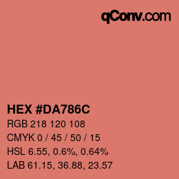 Color code: HEX #DA786C | qconv.com