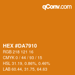 カラーコード: HEX #DA7910 | qconv.com