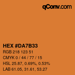 Color code: HEX #DA7B33 | qconv.com