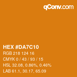 カラーコード: HEX #DA7C10 | qconv.com