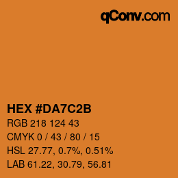 颜色代码: HEX #DA7C2B | qconv.com