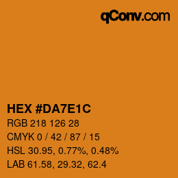Color code: HEX #DA7E1C | qconv.com