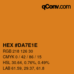 Color code: HEX #DA7E1E | qconv.com