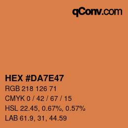 Color code: HEX #DA7E47 | qconv.com