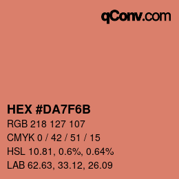 Color code: HEX #DA7F6B | qconv.com