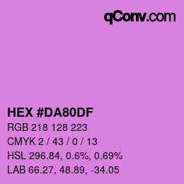カラーコード: HEX #DA80DF | qconv.com