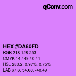 Color code: HEX #DA80FD | qconv.com