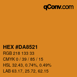 颜色代码: HEX #DA8521 | qconv.com