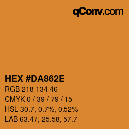 カラーコード: HEX #DA862E | qconv.com