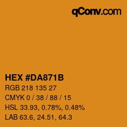 カラーコード: HEX #DA871B | qconv.com