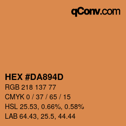 Color code: HEX #DA894D | qconv.com