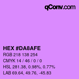 カラーコード: HEX #DA8AFE | qconv.com