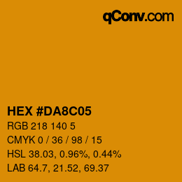 カラーコード: HEX #DA8C05 | qconv.com