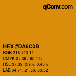 Color code: HEX #DA8C0B | qconv.com