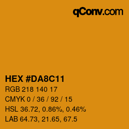 颜色代码: HEX #DA8C11 | qconv.com