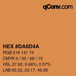 Color code: HEX #DA8D4A | qconv.com