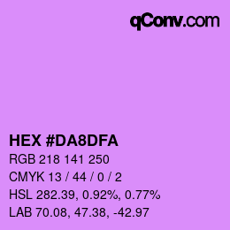 Color code: HEX #DA8DFA | qconv.com