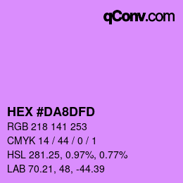 颜色代码: HEX #DA8DFD | qconv.com