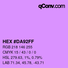 Color code: HEX #DA92FF | qconv.com