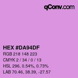 Color code: HEX #DA94DF | qconv.com