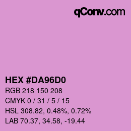 カラーコード: HEX #DA96D0 | qconv.com