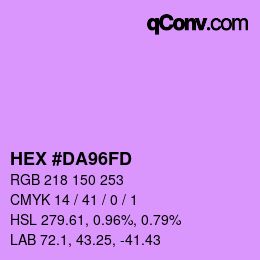 颜色代码: HEX #DA96FD | qconv.com
