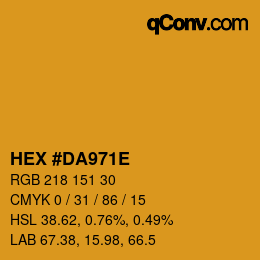 カラーコード: HEX #DA971E | qconv.com