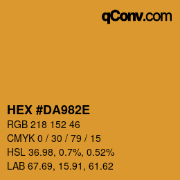 Color code: HEX #DA982E | qconv.com