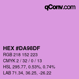 Color code: HEX #DA98DF | qconv.com