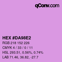 颜色代码: HEX #DA98E2 | qconv.com