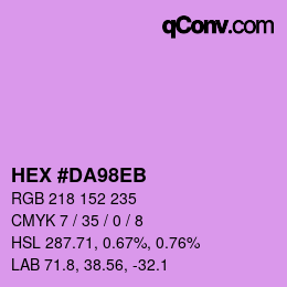 カラーコード: HEX #DA98EB | qconv.com
