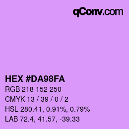颜色代码: HEX #DA98FA | qconv.com